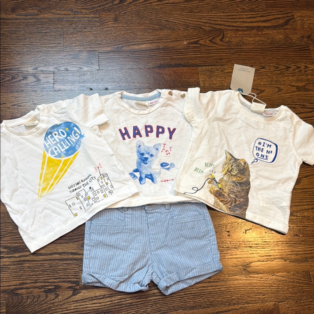 Zara Kids Matching Set - White and Blue